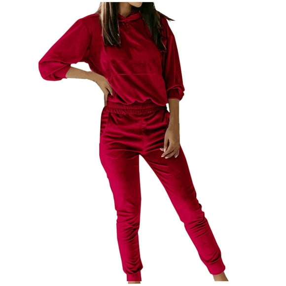 red velour tracksuit womens
