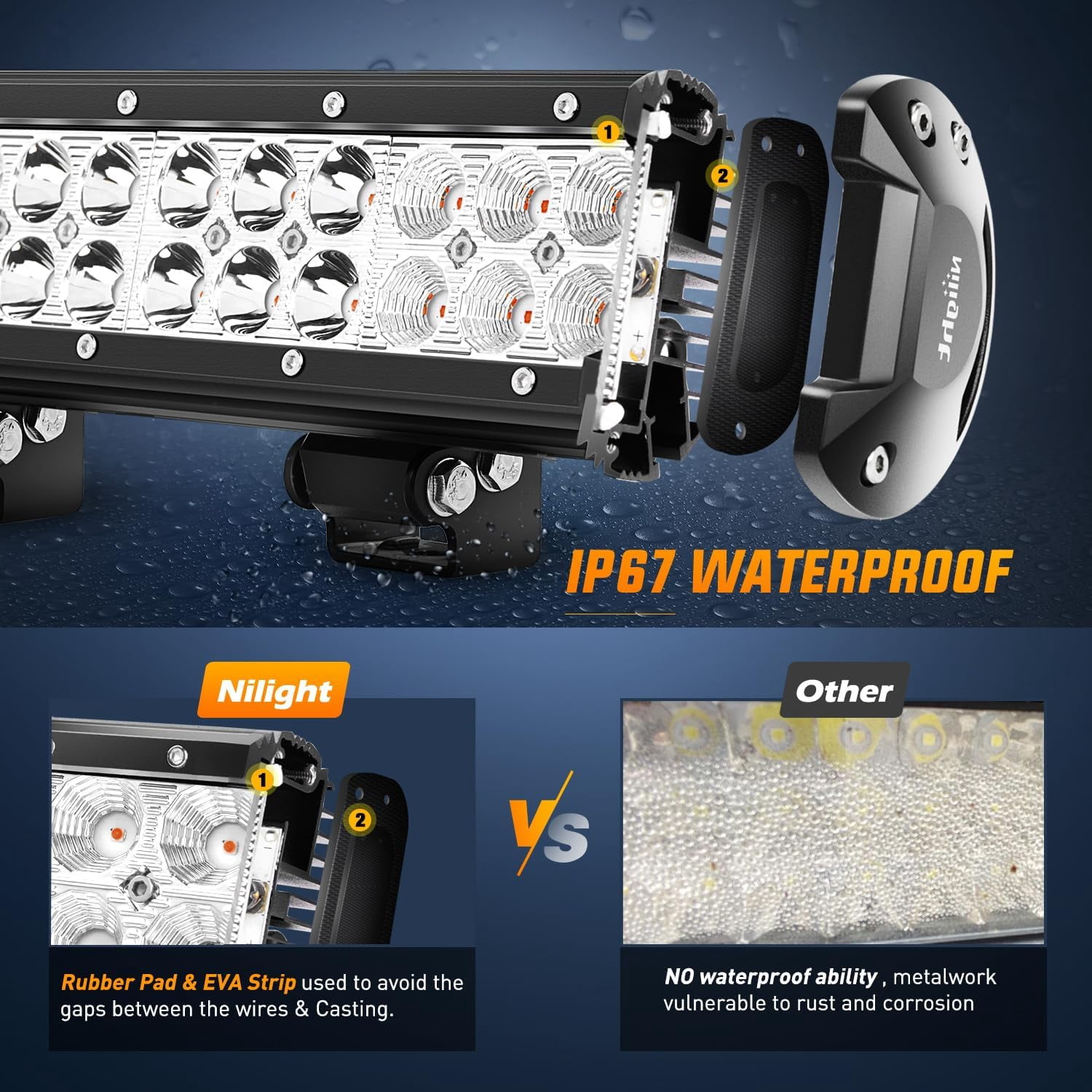 Nilight LED Light Bar 12 Inch 72W Spot Flood Combo Red Beam Off Road Lights Fishing Hunting Emergency Deck Boat Work Lighting for Trucks UTV Pick-up Van Boat Tractor
