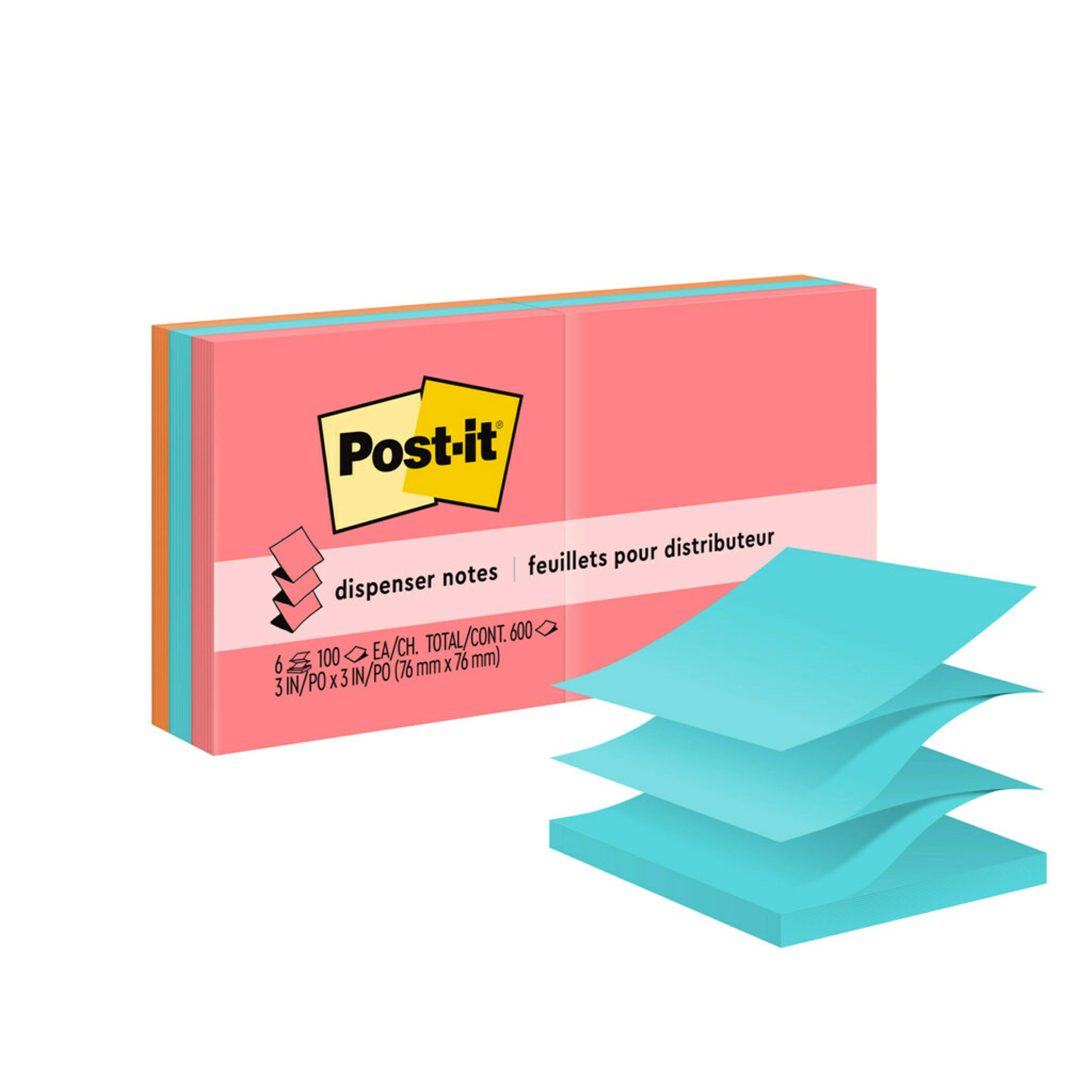 Postit Dispenser Popup Notes, 3 in x 3 in, Poptimistic, 6 Pads