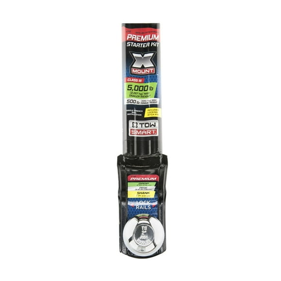 Support d'attelage « X » classe III, kit de démarrage de sécurité avec boule d'attelage de 5,08 cm (2 po) et goupille de verrouillage 1,58 cm (5/8 po), 5,08 cm (2 po) baisse x 1,9 cm (3/4 po) levée, 2 kitdeSupportd'attelageclasse3