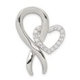 thumbnail image 4 of 925 Sterling Silver Cubic Zirconia Heart Shaped and Breast Cancer Ribbon Pendant, 4 of 7