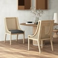 GDF Studio Wendell Rustic Kitchen Hardwood Upholstered Wood Cane Dining ...