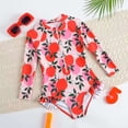 thumbnail image 2 of NIEWTR Toddler Baby Girl Swimsuit Long Sleeve Dot Print Zipper Swimwear Cute Kids Girl Ruffle Swimming Sunsuit Swimwear Beach Bathing Suit for Summer Vacation 9-12 Months Red, 2 of 7