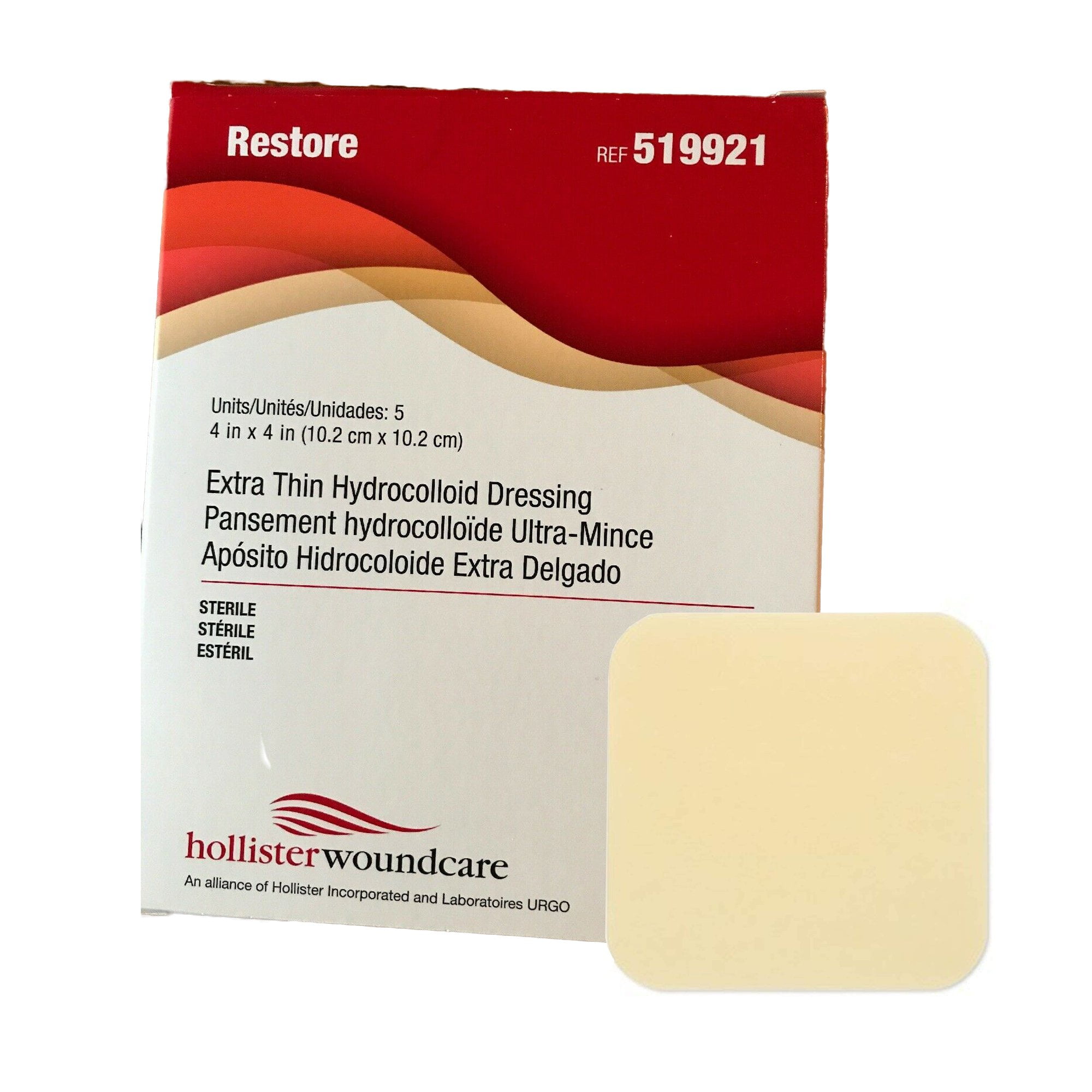 Restore Extra Thin Hydrocolloid Dressing 4 x 4" Square Extra Thin 5 per