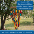thumbnail image 3 of Blue Handworks Santa Fe Deluxe Waterfall Glass and Driftwood Chime - Sandblasted Glass and Found Wood Handcrafted Wind Chime for Home and Garden, 3 of 5