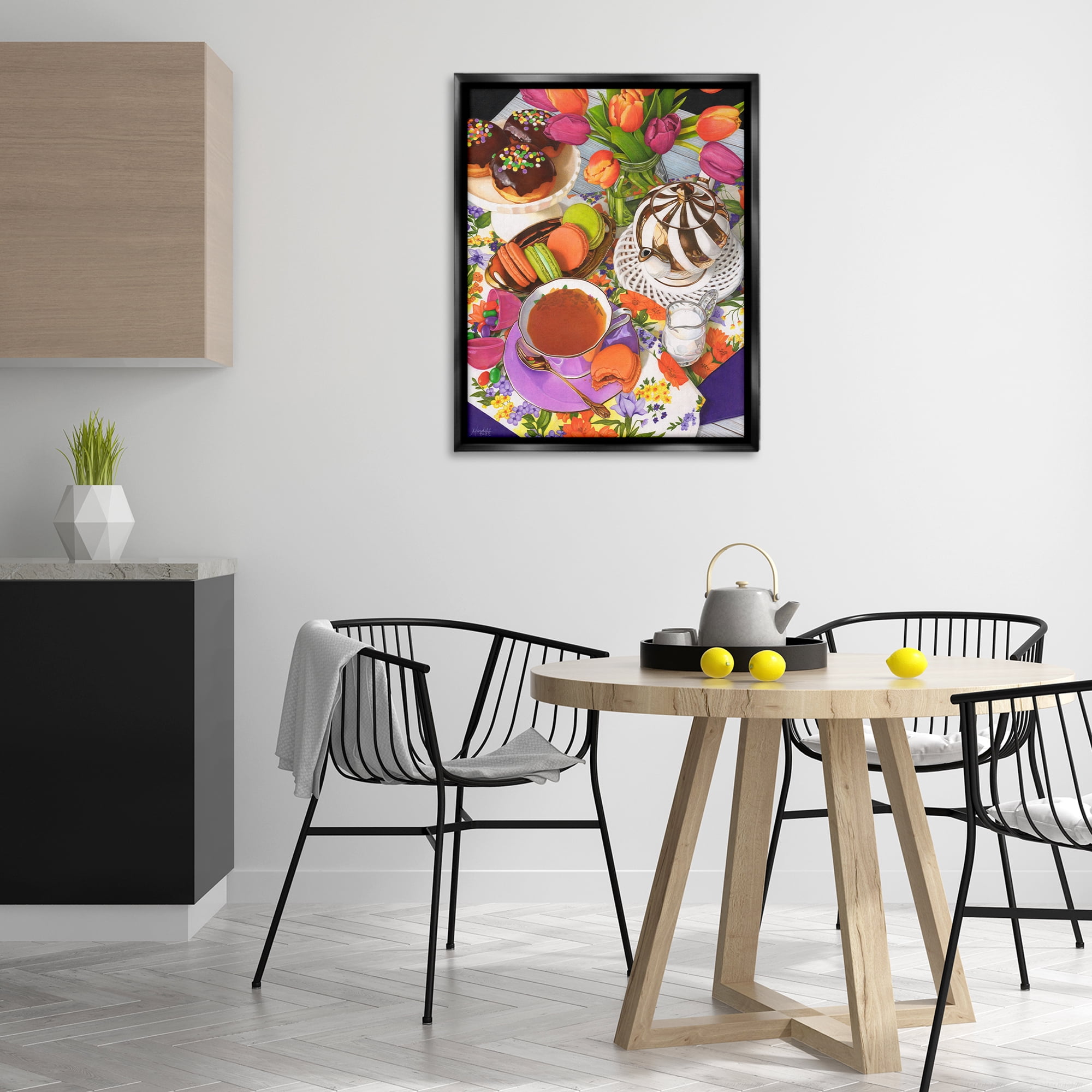 Stupell Industries Spring Tea Party Food & Beverage Painting Black Floater Framed Art Print Wall Art, 25 x 31
