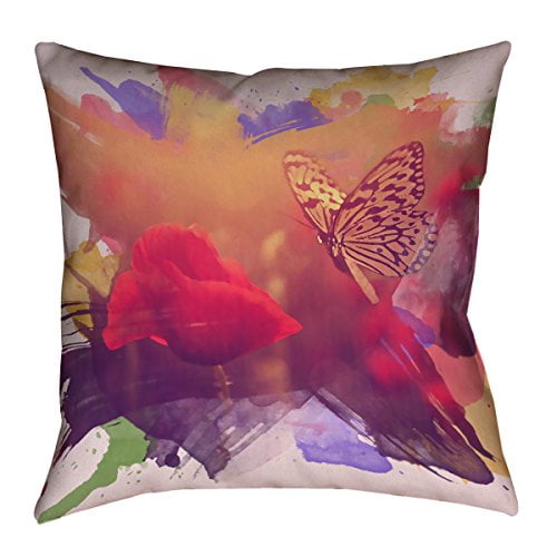 Waterproof and Mildew Proof Wyoming Watercolor Pillow ArtVerse Katelyn Smith 18 x 18 Outdoor Pillows /& Cushions UV Properties
