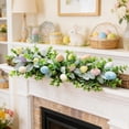 thumbnail image 1 of Centro de mesa con guirnaldas de ratán con huevos de pascua y vegetación, decoración multicolor primaveral para fiesta de Pascua, repisa, chimenea y decoración del hogar, 1 of 6