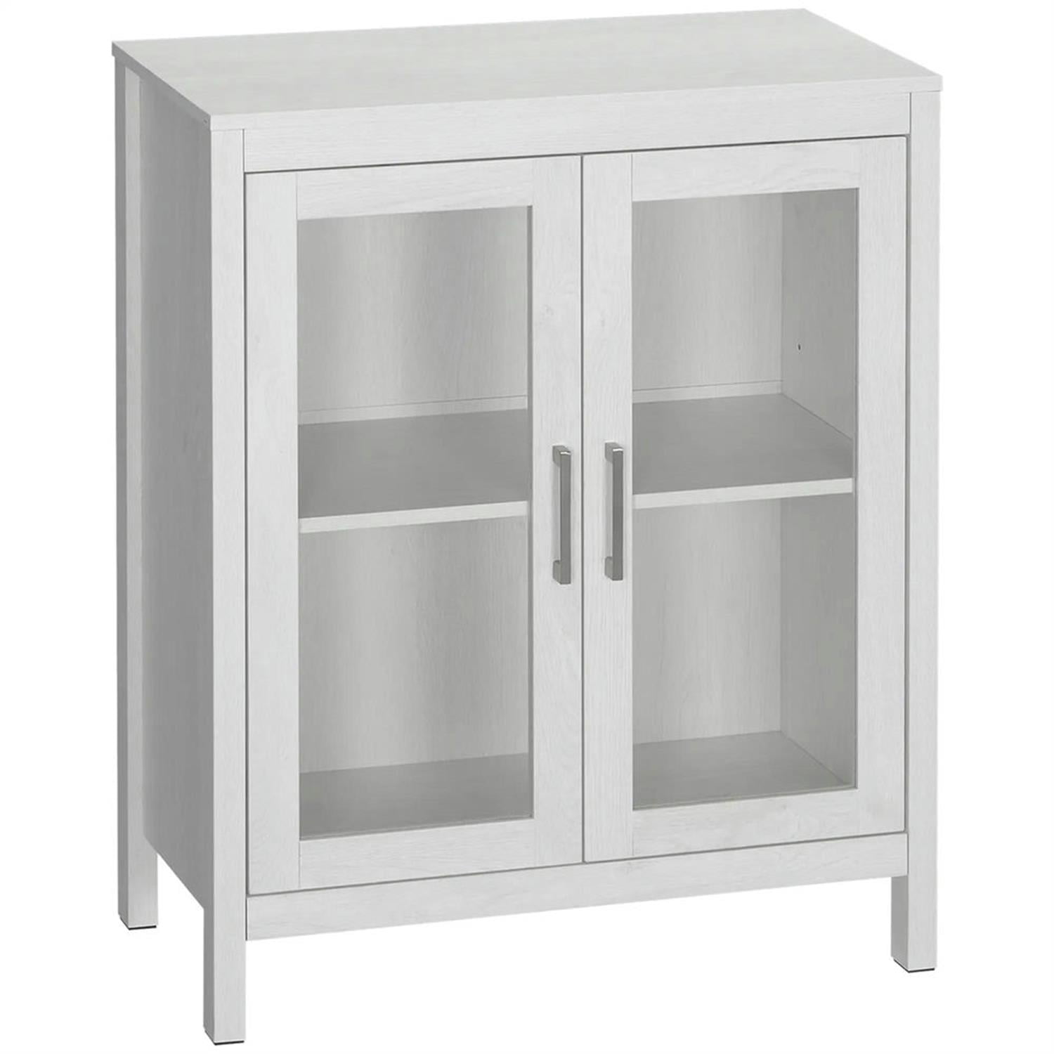 Demi Bonn 30" Bathroom Floor Cabinet, Freestanding Storage Cabinet with Adjustable Shelf and Glass Doors, for Living room, Entryway, Kitchen, White