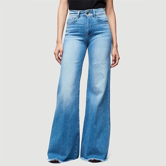 Frostluinai Bell Bottom Jeans for Women High Waist Distressed Flare Denim Pants Loose Fit Straight Leg Jeans Pants Comzy Jeans with Pocket