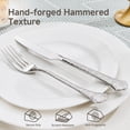 thumbnail image 4 of KINGSTONE 40-Piece 18/10 Stainless Steel Silverware Set, Hammered Handle Flatware set for 8, Dishwasher Safe, Fingerprint Resistant, Mirror Polished, 4 of 8