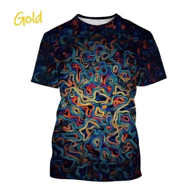 Trendy Graffiti Paint Vertigo Neon Painted Abstract 3D Printed T Shirt Colorful Hypnotic Distorted Line Unisex Short Sleeve Tees