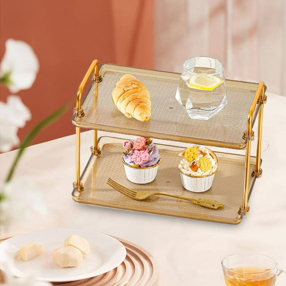 Bathroom Organizer Countertop, Makeup Desk Organzier for Dressing Table, Bathroom Counter, 2 Tier Vanity Tray Shelf for Cosmetic, Lotions, Perfume