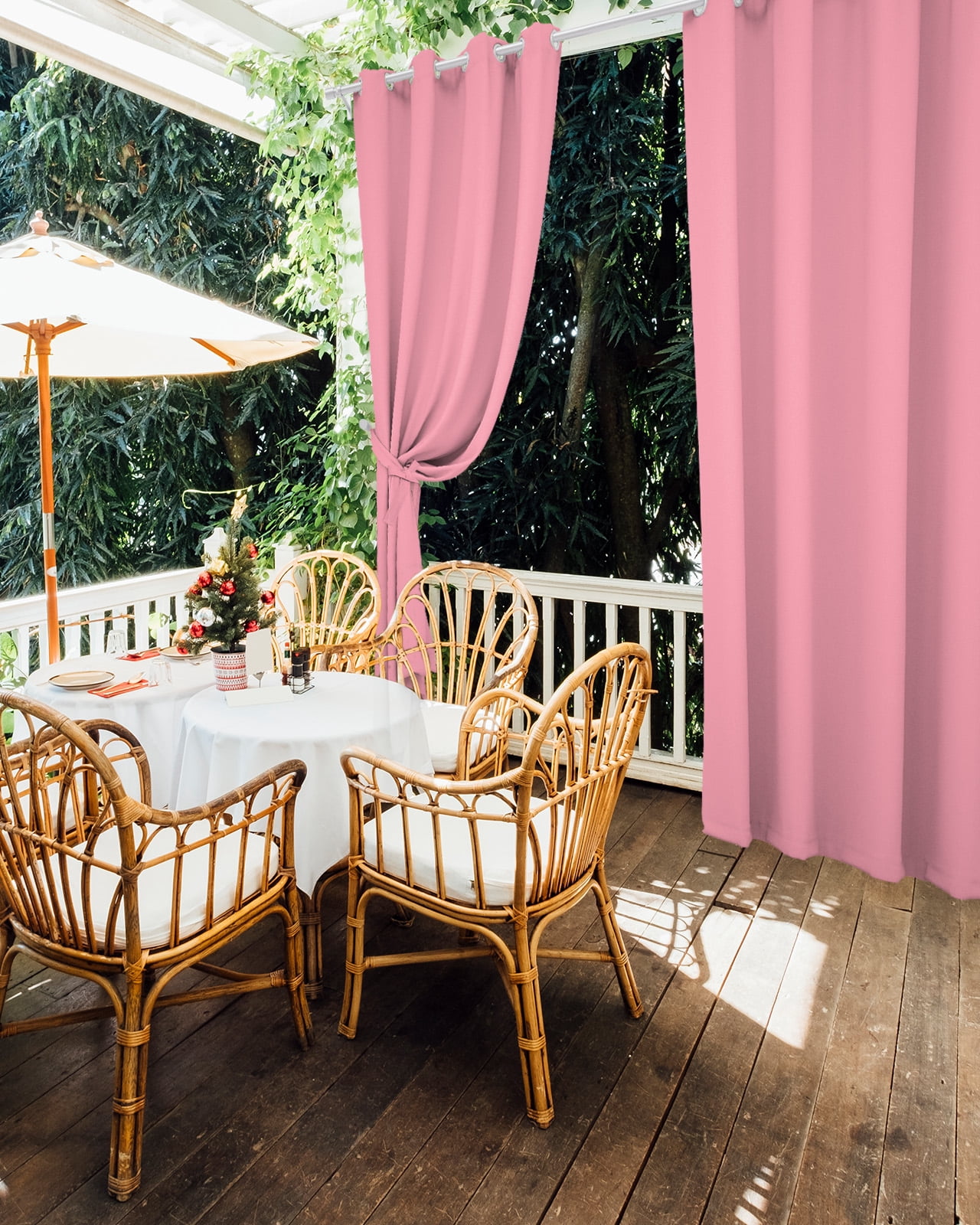 nqOlkjepod Outdoor Curtains for Patio Waterproof, Pink Outdoor Privacy Panels Grommet, Pure Pink Blackout Outside Curtains for Porch/Cabana/Pergola/Gazebo 54"x95", 2 Panels