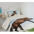 thumbnail image 2 of Ambesonne Nature Quilted Coverlet 2 Pcs, Horse Pacing on Grass, Twin Size, Blue Green Brown, 2 of 5