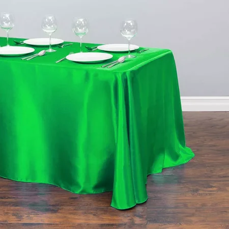 

Touiyu Satin Tablecloth 57 x 62 inch Covered Satin Tablecloth Rectangle Shiny Silk Tablecloth Smooth Fabric Tabletop for Wedding Banquet Party Events Green