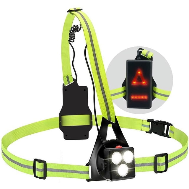 Luces LED de circulación nocturna, lámpara de pecho con carga USB, luz de advertencia de seguridad para correa de acampada al aire libre