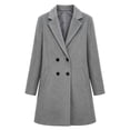 thumbnail image 5 of SuTry Women's Wool Coat, Double Breasted Notched Lapel Long Sleeve, Solid Color Slim Fit Mid Length Winter Overcoat, Everyday Business Casual Outerwear, 5 of 6