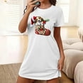 thumbnail image 1 of Sakmal Chemises de Nuit Mumu Confortables pour Femmes Noël Surdimensionnées Blanches Ultra-Douces Robe de Nuit Col Rond Bas de Noël Imprimé Manches Courtes Chemises de Nuit Courtes P-2TG, 1 of 5