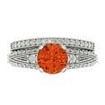 thumbnail image 2 of Clara Pucci 14K White Gold Round Cut 1.5Ct Simulated Red Diamond Engagement Ring + Matching Band - Luxury Box Included, 2 of 7