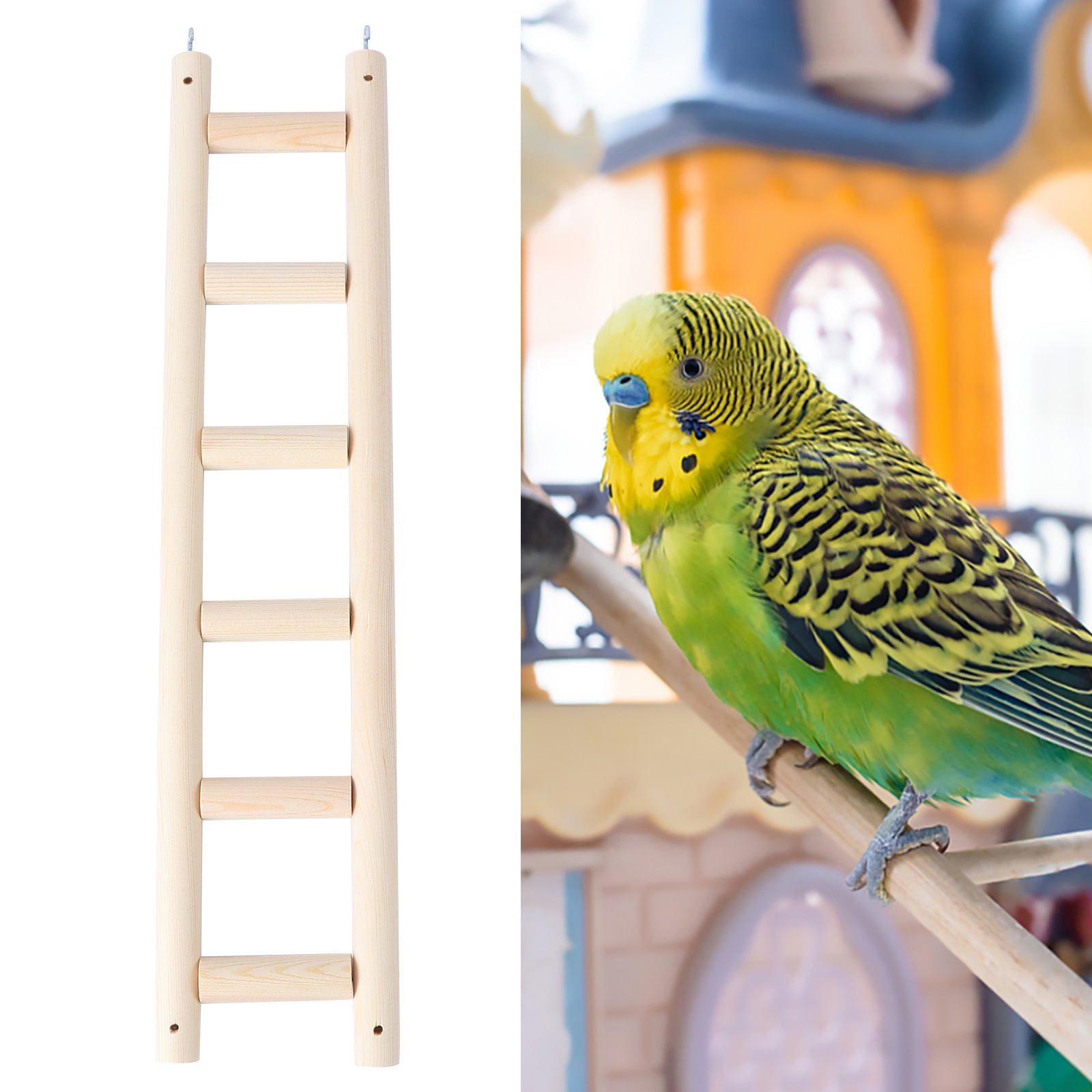 MOKKHNB Wooden Parrot Swing Ladder in Khaki - Bird Perch for Relaxation, Climbing, and Training Accessory