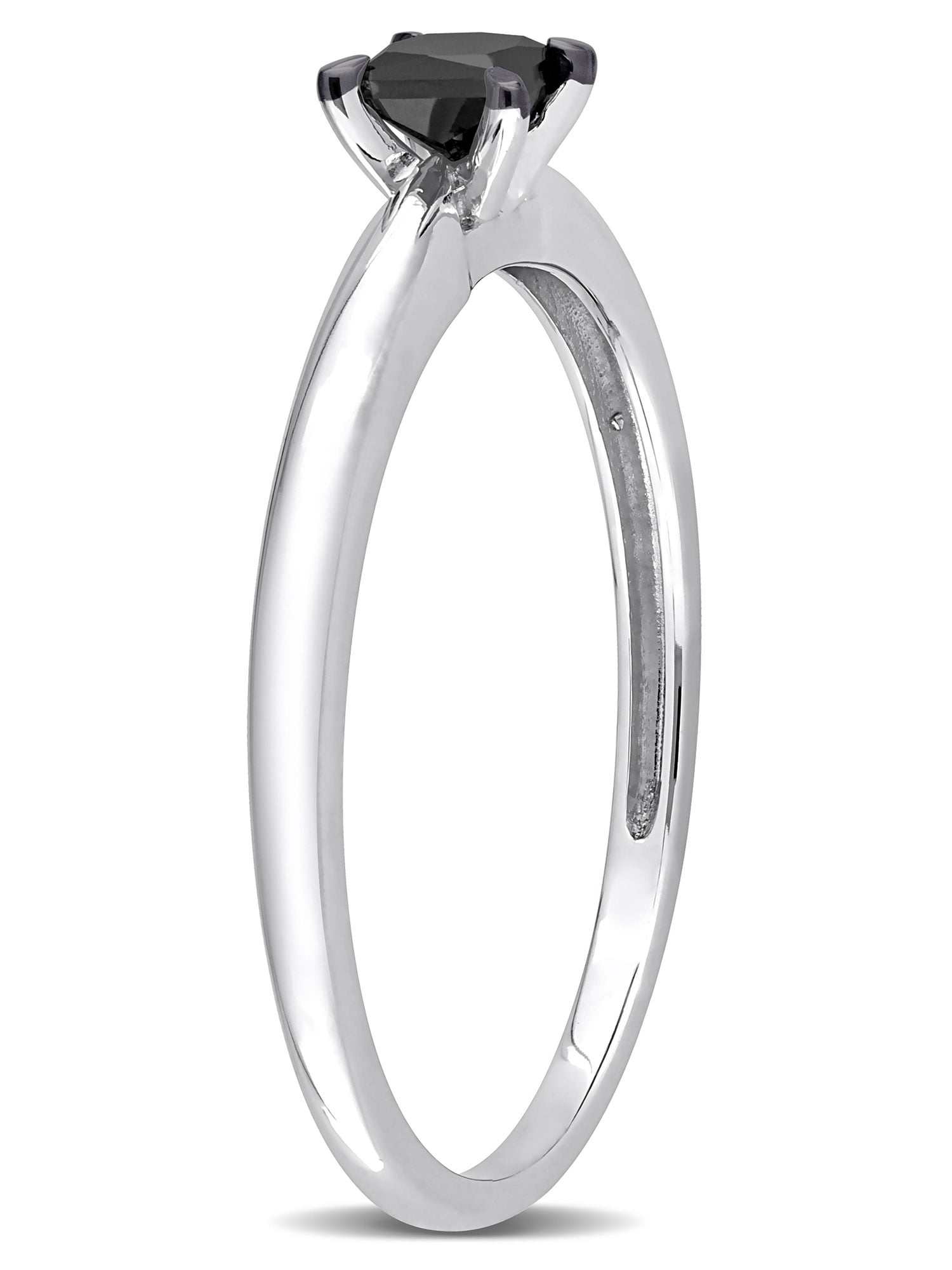 1/4 Carat T.W. Black Diamond 14kt White Gold Black Rhodium Plated Solitaire Engagement Ring
