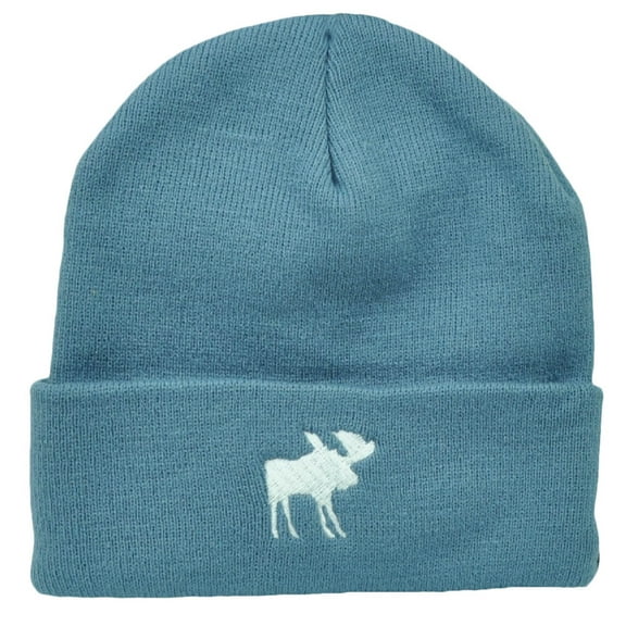 Moose New Hampshire Cuffed Thick Knit Beanie Granite State City USA Blue Town