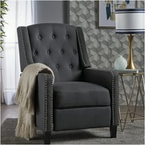 JERFIT Recliner Chair Dark Gray Fabric Push Back Reclining Armchair with Wood Legs for Living Room