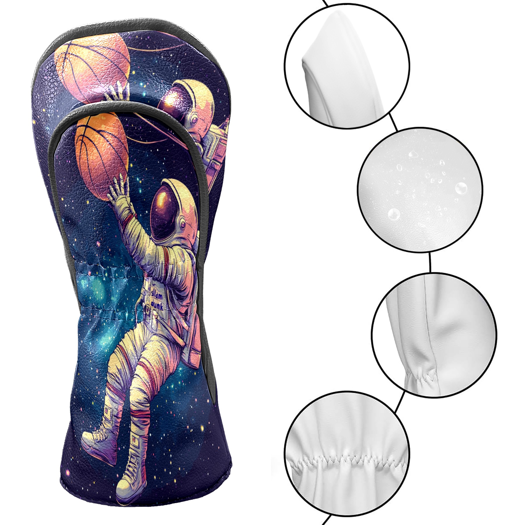 Golf Club Covers PU Leather Waterproof Head Covers for Fairway Woods Hybrids Astronaut Shooting