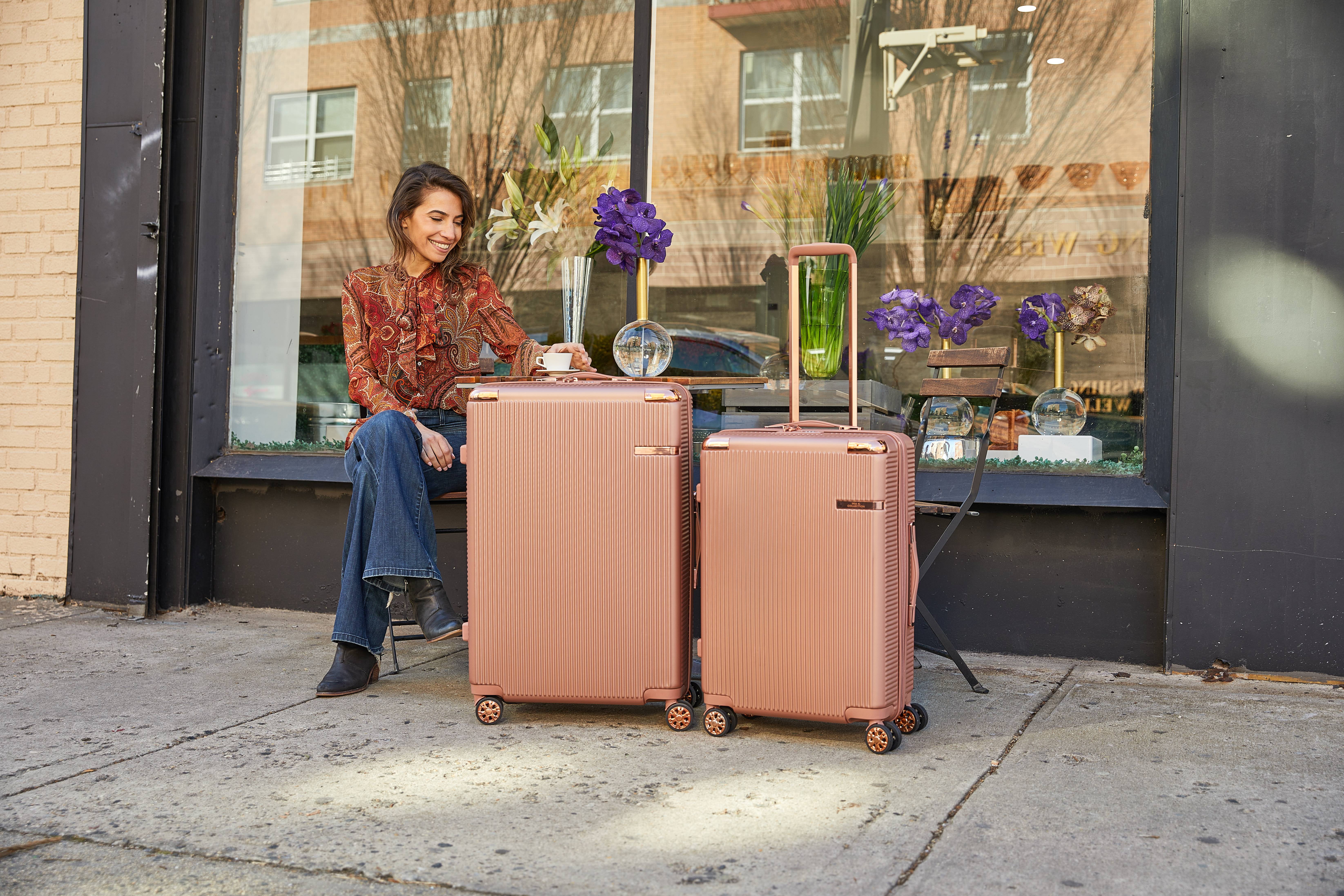 MKF Collection Tulum Extra Large & Large Hardside Luggage 2 pcs, Luxurious Travel Suitcase by Mia K - Rose Gold