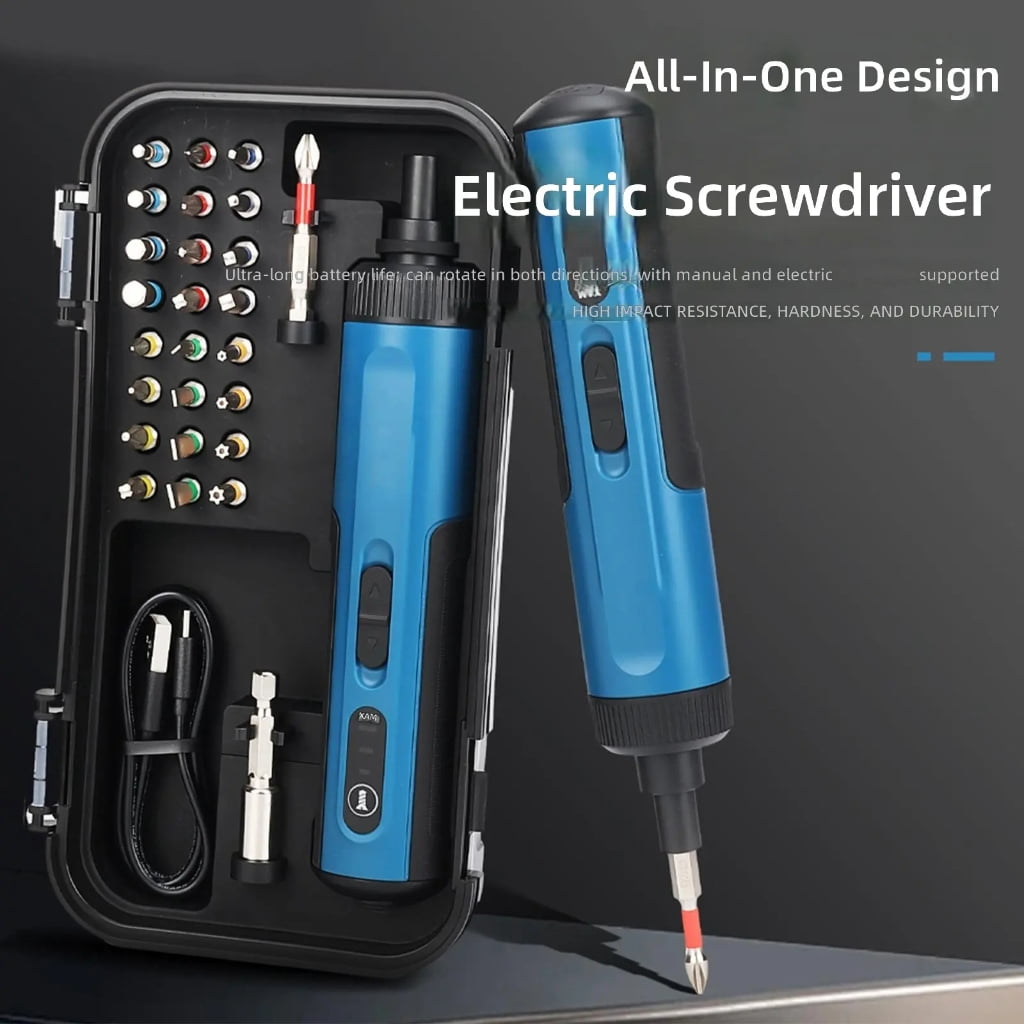 Rechargeable Electric Screwdriver With Multiple Bits For Home Repairs