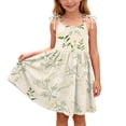 thumbnail image 3 of Afuyipoi Girls Dress Size 2-12Y Flower Print Spaghetti Strap Tiered Sundress with Pockets for Kids Summer Daily Wear Beige Size 5T, 3 of 10