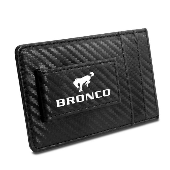 Ford Bronco Black Carbon Fiber Leather Wallet RFID Block Card Case Money Holder