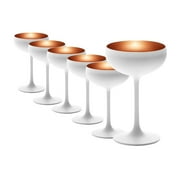 Stölzle Lausitz Olympia 7.75 Oz Champagne Coupe Glass Set - Set of 6 Luxury Champagne Glasses for Celebrations - Lead-Free Crystal, Elegant Barware Essentials (White/Bronze)