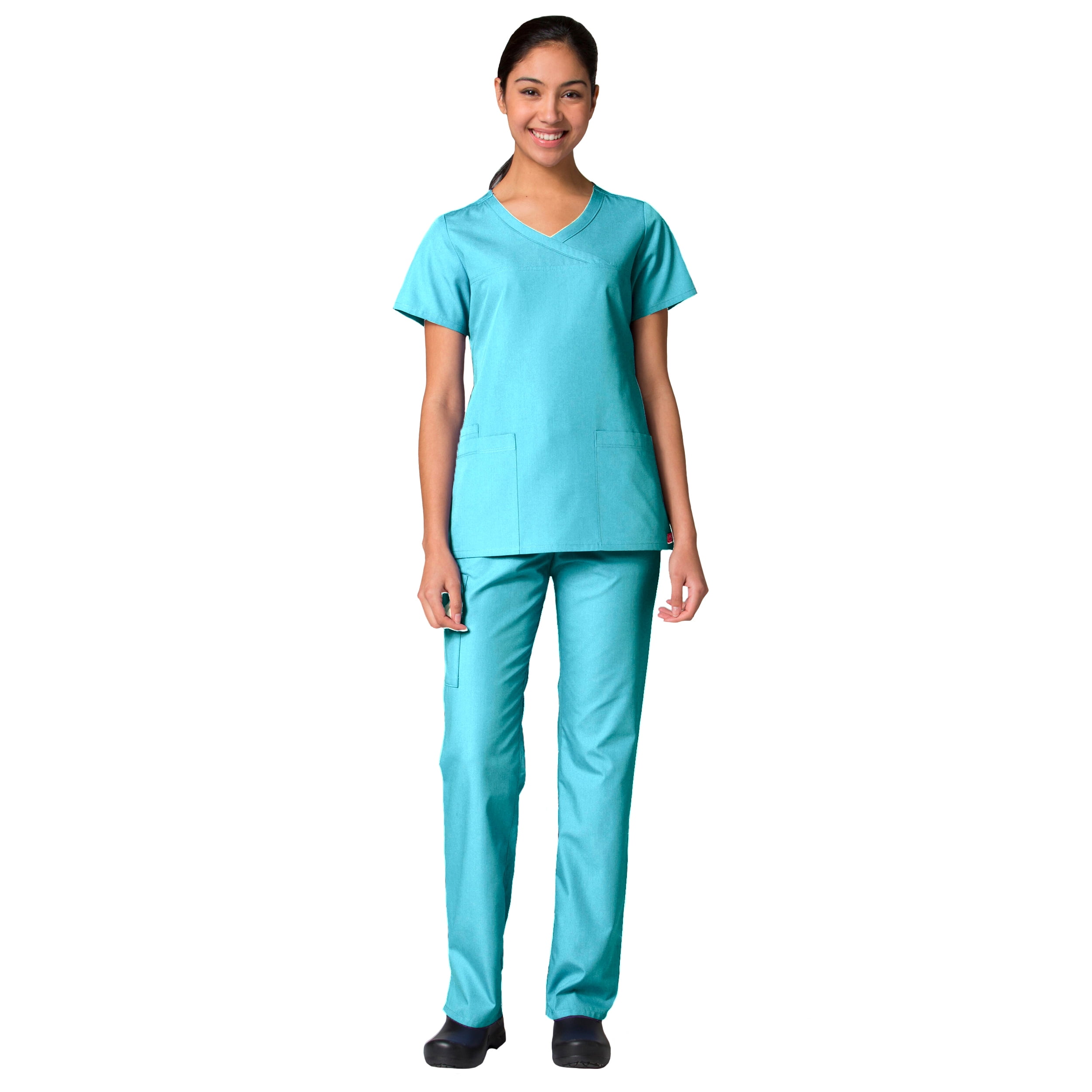 Download Maevn - Red Panda Women's Curved Mock Wrap Solid Scrub Top ...