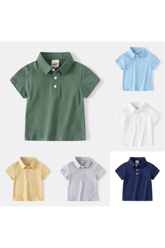 Toddler Boys Shirts Neat Solid Colorway Gentleman Tees Daily Classroom Clothing Polo Neck Short Sleeve Tennis Polo Tops