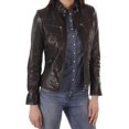 thumbnail image 2 of Womens Genuine Lambskin Leather Jacket Motorcycle Biker Leather Brown Jacket W155, 2 of 4