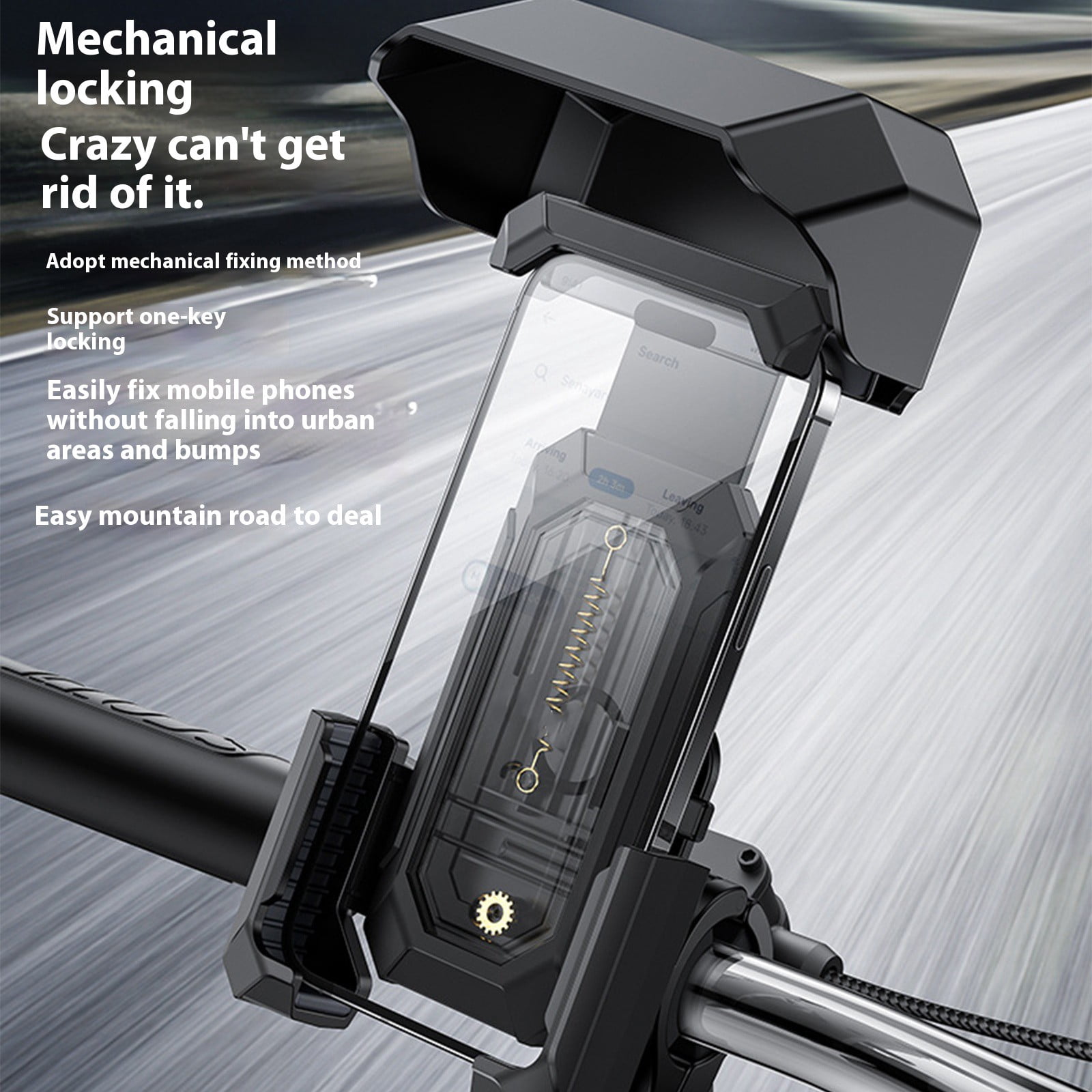 Motorcycle Phone Mount Holder with Sunshade Bike Phone Holder, Motorcycle Handlebar Cellphone Clamp Waterproof