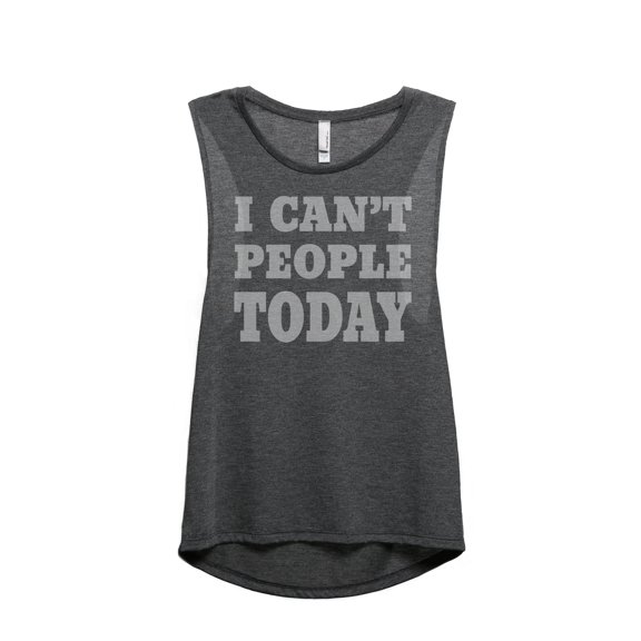 I Can't People Today Women's Fashion Sleeveless Muscle Workout Yoga Tank Top Charcoal Grey 2X-Large