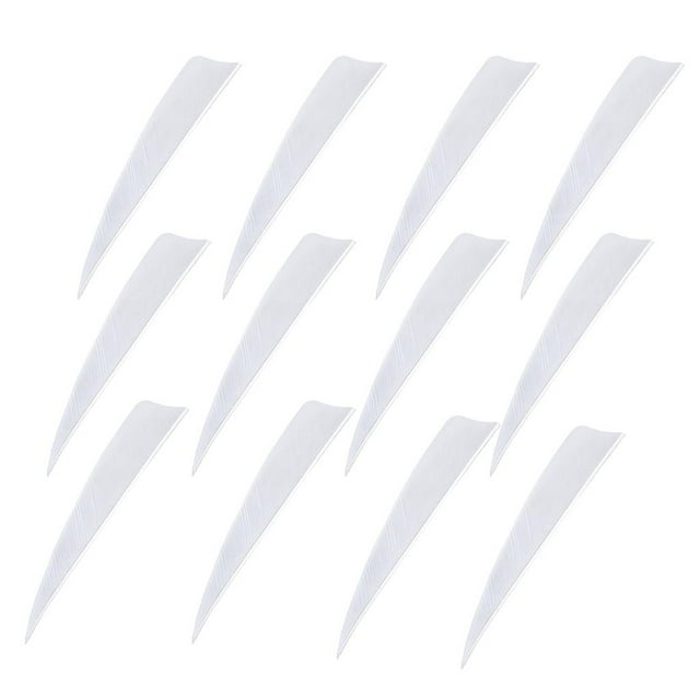 Fletchings de paletas de plumas de 3 pulgadas de 12 piezas para arco de bricolaje blanco Cola Tiro con arco Fletching Vanes