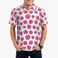 thumbnail image 2 of Balery Hand Drawn Strawberry Printed Men’s Short Sleeve Polo Shirt, Midweight Men's Shirt,Golf Polo shirts -3X-Large, 2 of 8