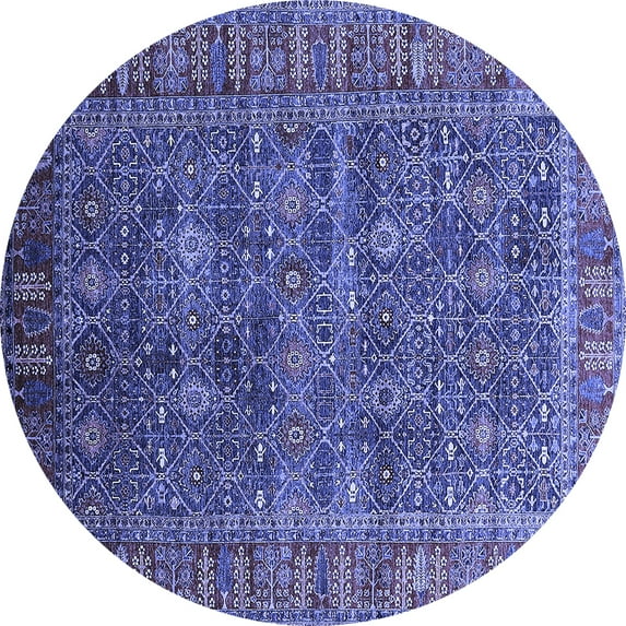 Ahgly Company Indoor Round Oriental Blue Industrial Area Rugs, 4' Round