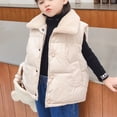 thumbnail image 5 of Chaleco acolchado cálido con capucha para niñas y niños, ropa de abrigo con forro de franela suave y aislante (amarillo y beige), 5 of 5
