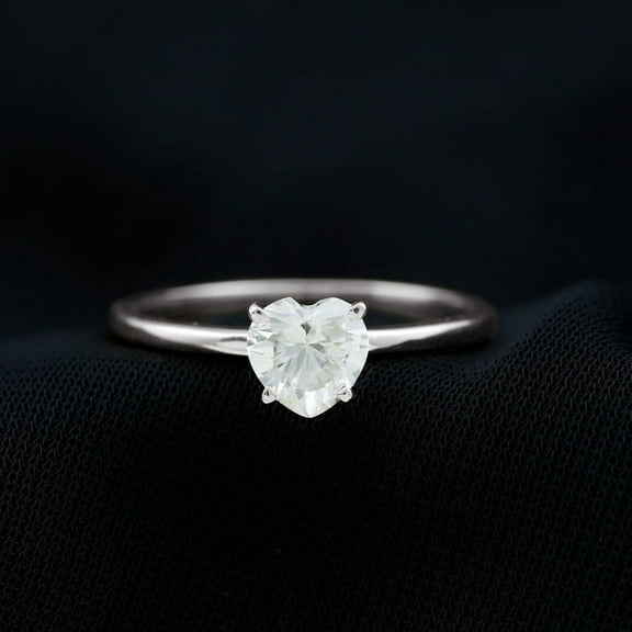 Silvago Jewel 2 Ct Heart Cut Lab Created Diamond Solitaire Ring for Women's - 14k White Gold Wedding Rings For Women's - Single Diamond Daily Wear Rings - Solitaire Engagement Wedding Fine Rings