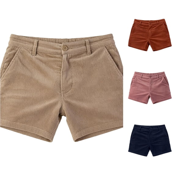 SONXAHE Corduroy Shorts For Men Straight Fit Casual Outdoor Daily Wear Bottoms