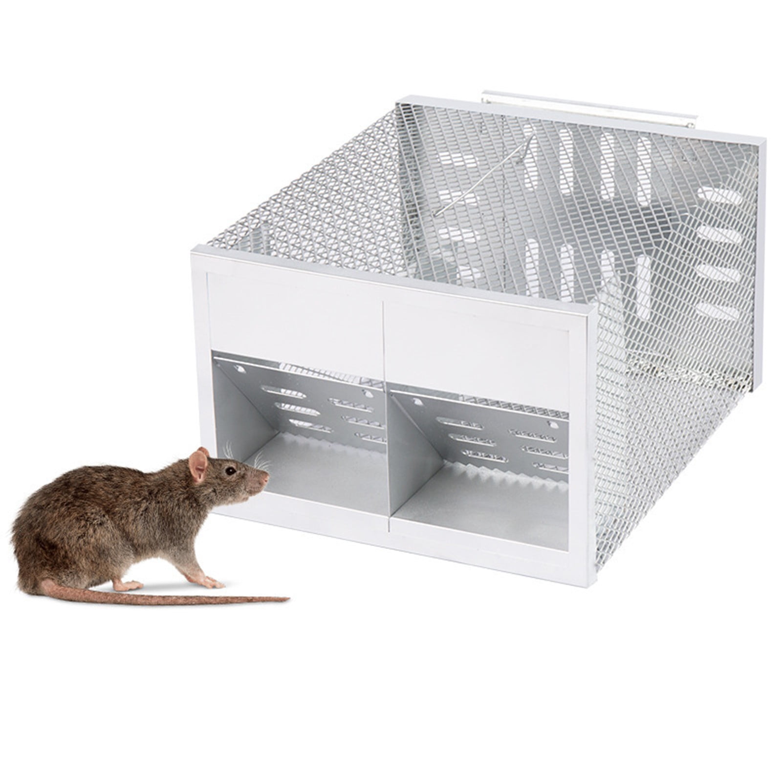 Dual-Door Humane Rat Trap, Automatic Continuous Catch Rodent Cage, Easy to Set and Reusable Pest Control Device, Highly Effective Solution for a Rodent-Free Home and Garden Environment