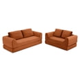 thumbnail image 4 of 2-In-1 Folding Convertible Sofa Bed, Modern Corduroy Sleeper Couch with 2*Pillows, Futon Modular Upholstered Boneless Sofa Set with Pull-Out Bed, Folding Floor Modular Couch for Living Room (Orange), 4 of 7