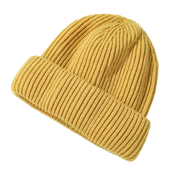 MIASHUI Solid Color Knit Beanie Warm Windproof Ear Flap Winter Cold Yellow