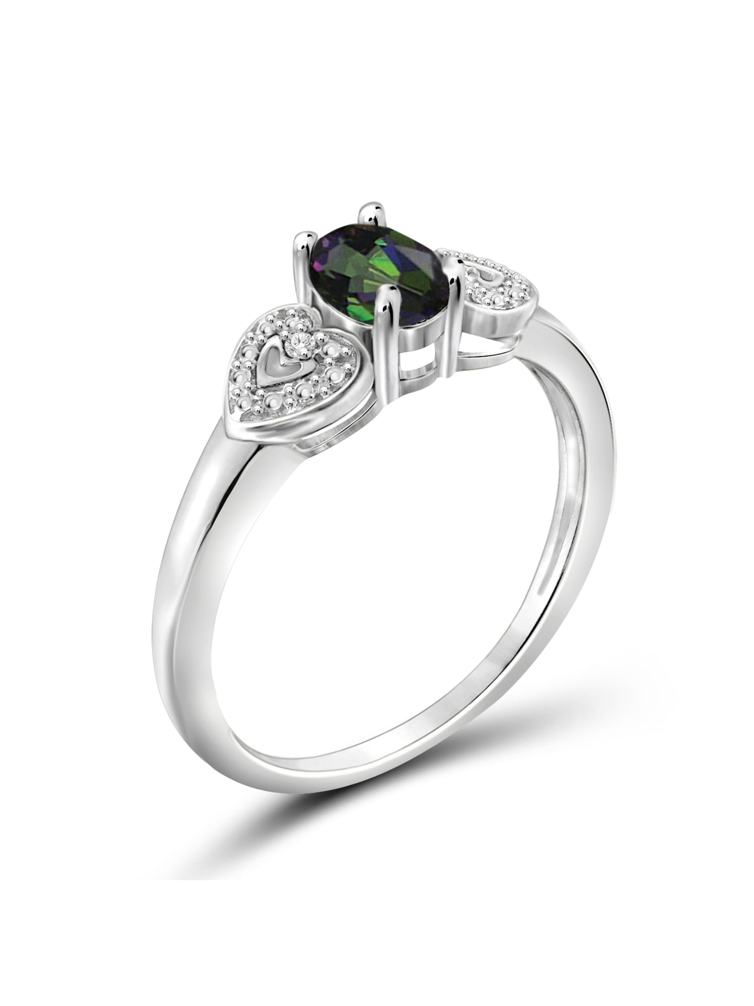 JewelersClub 0.925 Sterling Silver band Mystic Topaz Ring Birthstone Jewelry 0.45 Carat with White Diamond Accent Gemstone Rings