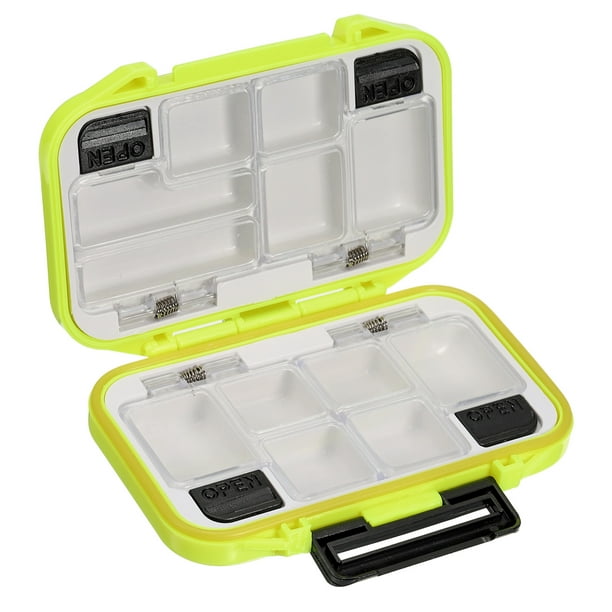 Waterproof Fishing Lure Box, Two-Sided Plastic Fish Tackle Bait Small Case  Storage Container, Yellow 